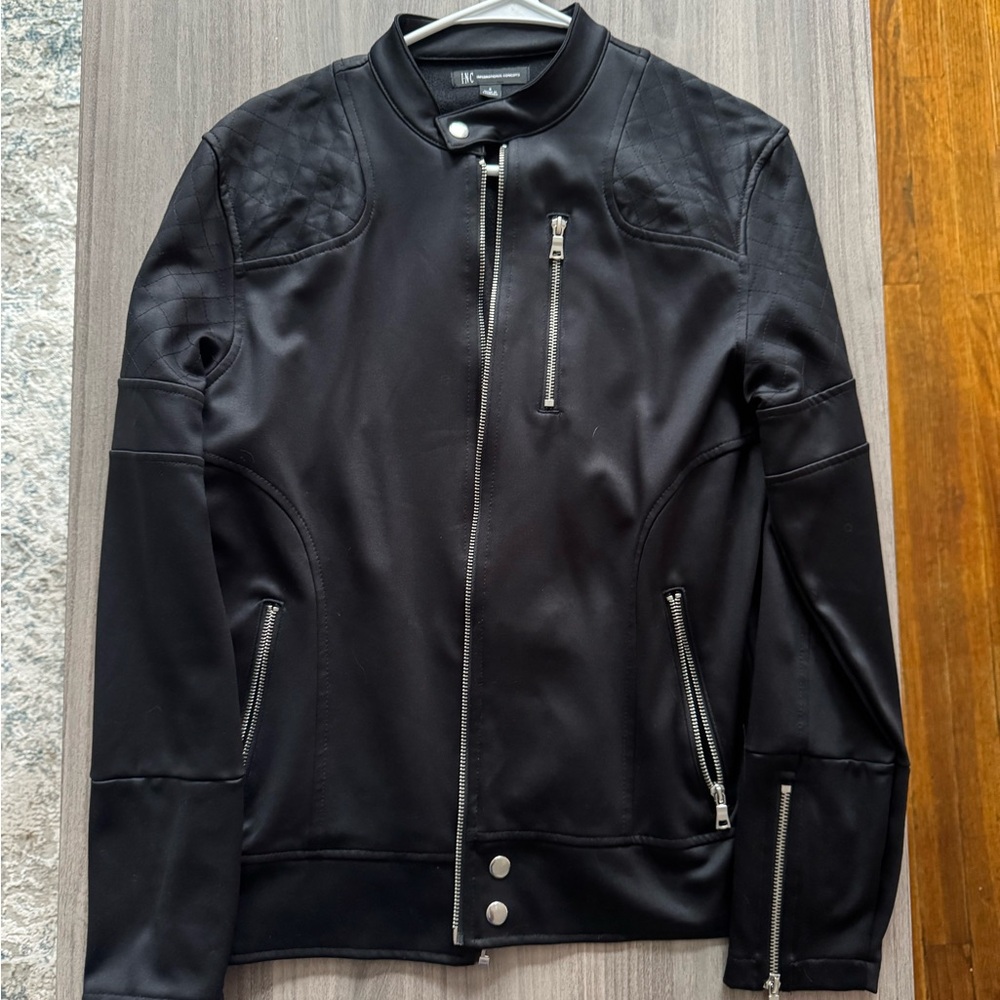 INC International Concepts Black Bomber Jacket